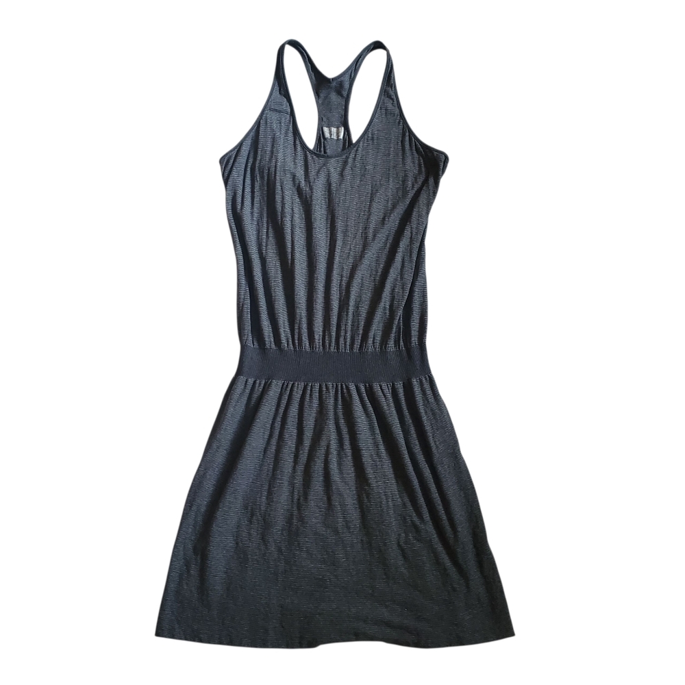 Athleta Sporty Cotton Racerback Lounge Dress Grey With Drop Waist - Size XL